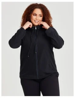 Taking Shape Polar Fleece Zip Front Jacket in Black
