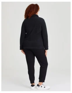 Taking Shape Polar Fleece Zip Front Jacket in Black