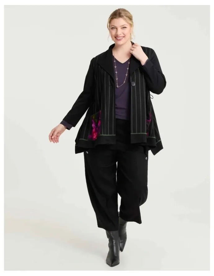 Taking Shape Ponte Elena Pinstripe Cardigan Stripe Print