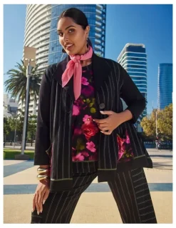 Taking Shape Ponte Elena Pinstripe Cardigan Stripe Print