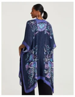 Taking Shape Purple Paisley Print Cape Purple