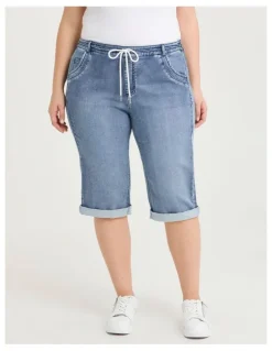 Taking Shape Relaxed Denim Jogger Short Eden Blue Denim