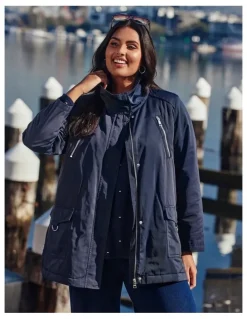 Taking Shape Relaxed Metal Trim Detail Jacket in Navy
