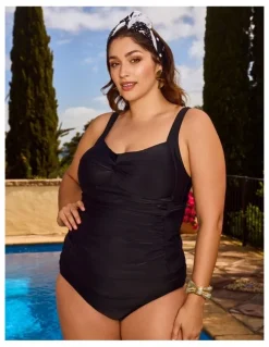 Taking Shape Ruched Slim Line Tanikini Black