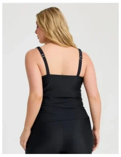 Taking Shape Ruched Slim Line Tanikini Black