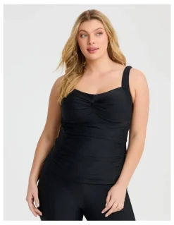 Taking Shape Ruched Slim Line Tanikini Black