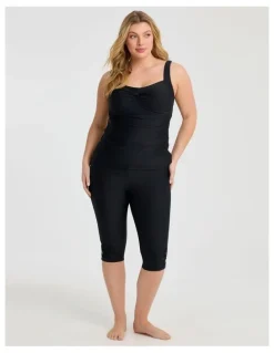Taking Shape Ruched Slim Line Tanikini Black