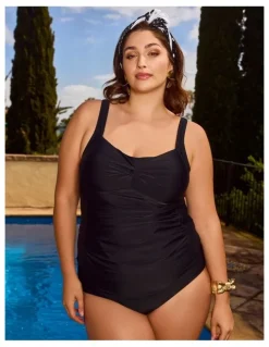 Taking Shape Ruched Slim Line Tanikini Black