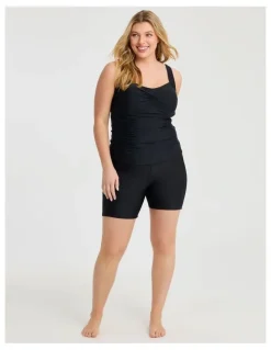 Taking Shape Ruched Slim Line Tanikini Black
