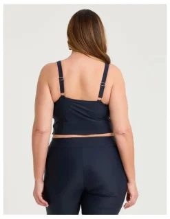 Taking Shape Seam Detail Crop Swim Top Navy