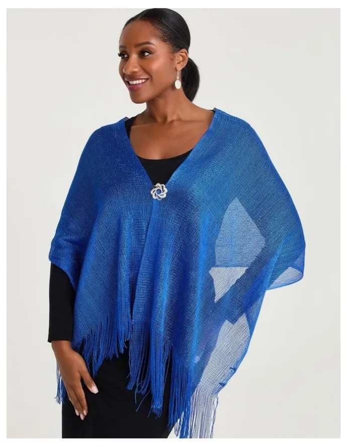Taking Shape Shiny Metallic Scarf Blue