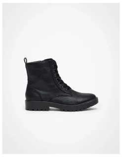 Taking Shape Sparkly Lace Up Boot in Black