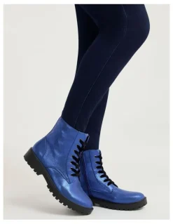 Taking Shape Sparkly Lace Up Boot in Cobalt