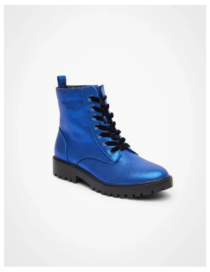 Taking Shape Sparkly Lace Up Boot in Cobalt