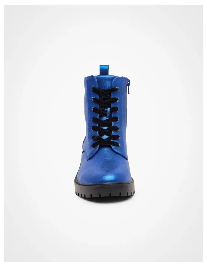 Taking Shape Sparkly Lace Up Boot in Cobalt