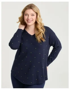Taking Shape Spot V-neck Jumper Navy