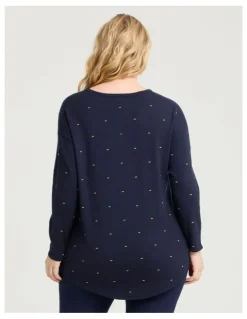 Taking Shape Spot V-neck Jumper Navy
