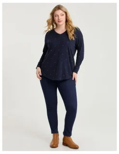 Taking Shape Spot V-neck Jumper Navy