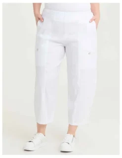 Taking Shape Stretch Linen Lantern Crop Pant Black
