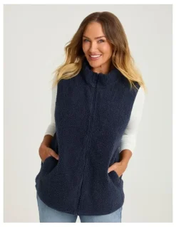 Taking Shape Teddy Vest Mid Blue