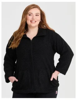 Taking Shape Teddy Zip Through Jacket Black