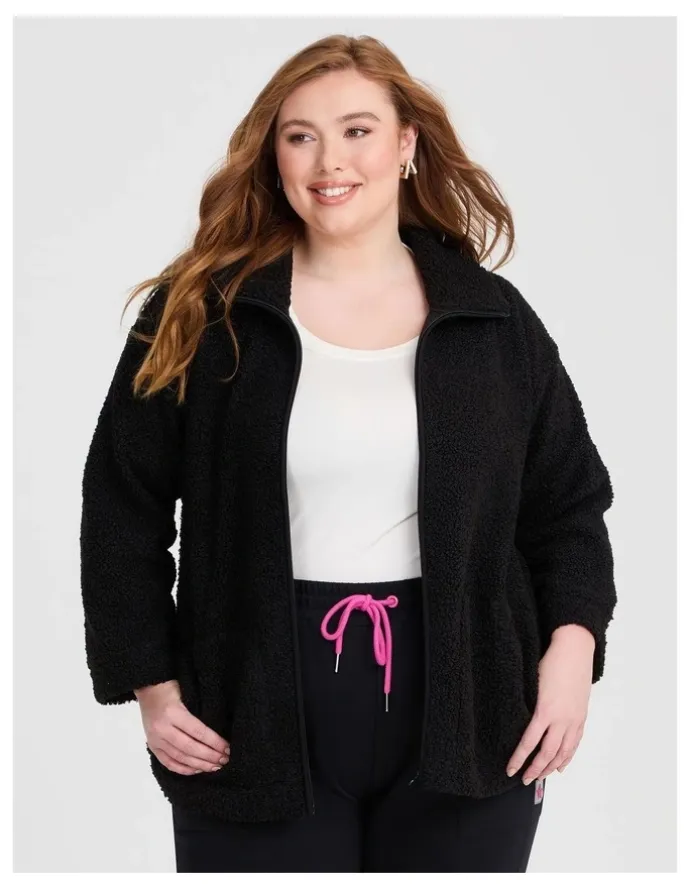Taking Shape Teddy Zip Through Jacket Black