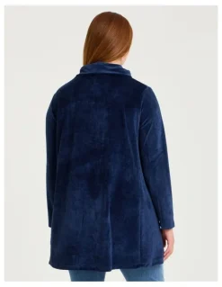 Taking Shape Velour Cowl Neck Tunic Ink Navy