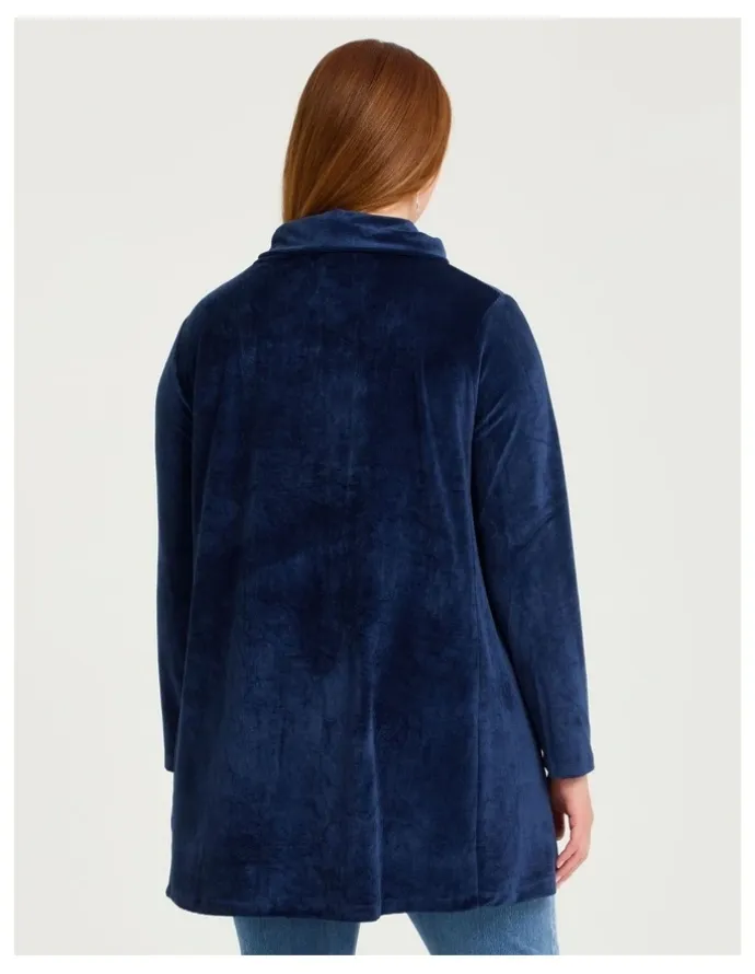 Taking Shape Velour Cowl Neck Tunic Ink Navy