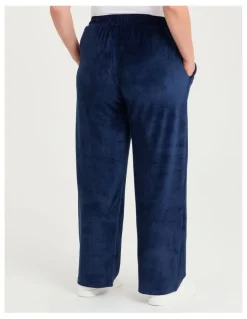 Taking Shape Velour Straight Leg Pant Ink Navy