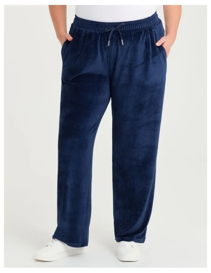 Taking Shape Velour Straight Leg Pant Ink Navy