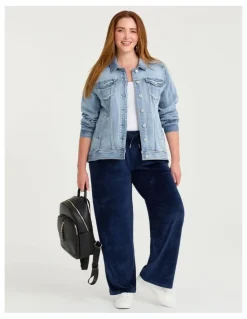 Taking Shape Velour Straight Leg Pant Ink Navy