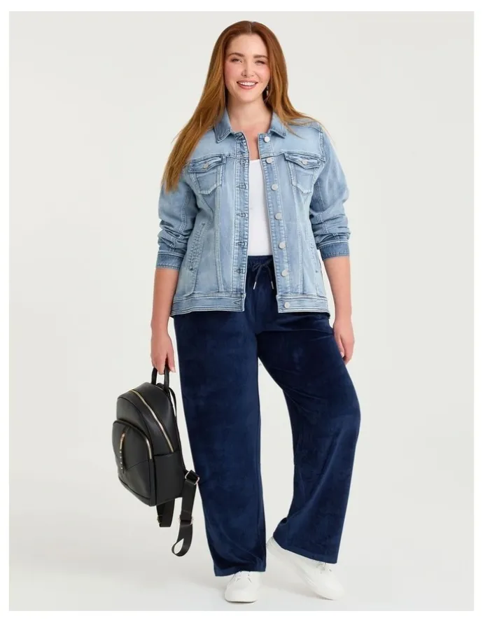Taking Shape Velour Straight Leg Pant Ink Navy
