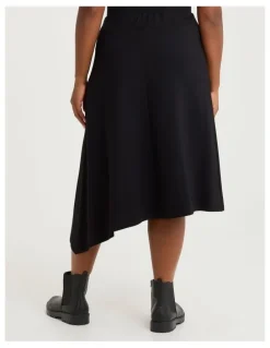 Taking Shape Wrap Bamboo Ponte Boot Skirt in Black
