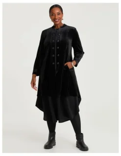 Taking Shape Wrap Bamboo Ponte Boot Skirt in Black