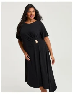 Taking Shape Abby Crepe Knit Dinner Dress Black