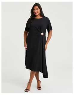 Taking Shape Abby Crepe Knit Dinner Dress Black