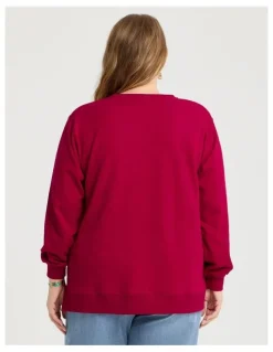 Taking Shape Boyfriend Tunic Sweat in Ruby Red