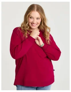 Taking Shape Boyfriend Tunic Sweat in Ruby Red