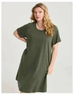 Taking Shape Cotton Seam Detail Dress Willow Green