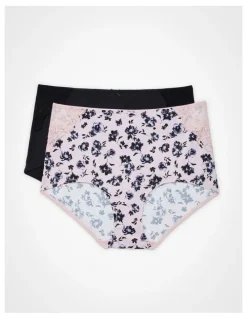 Taking Shape Micro Lace Detail Briefs 2 Pack in Natural Floral