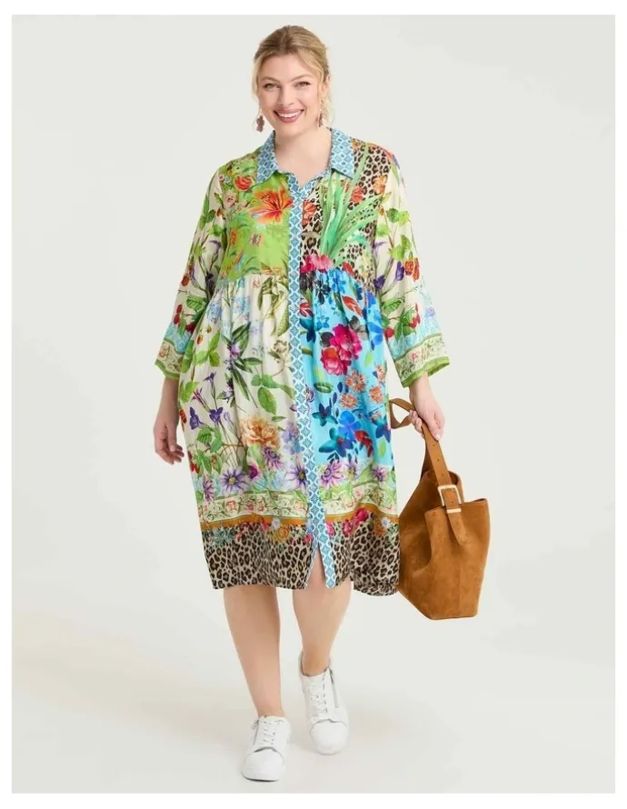 Taking Shape Natural Astrid Shirt Dress Print