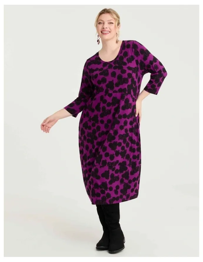 Taking Shape Natural Gia Spot Dress Deep Orchid Spot