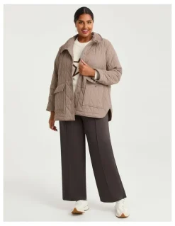 Taking Shape Quilted Puffer Jacket Mocha