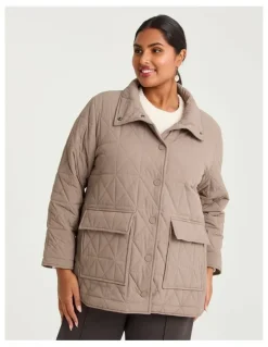 Taking Shape Quilted Puffer Jacket Mocha