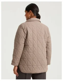 Taking Shape Quilted Puffer Jacket Mocha