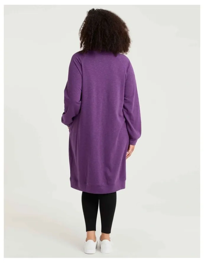 Taking Shape Zip Collar Sweat Dress Mulberry Purple