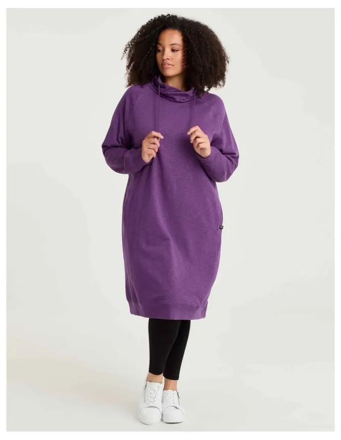 Taking Shape Zip Collar Sweat Dress Mulberry Purple