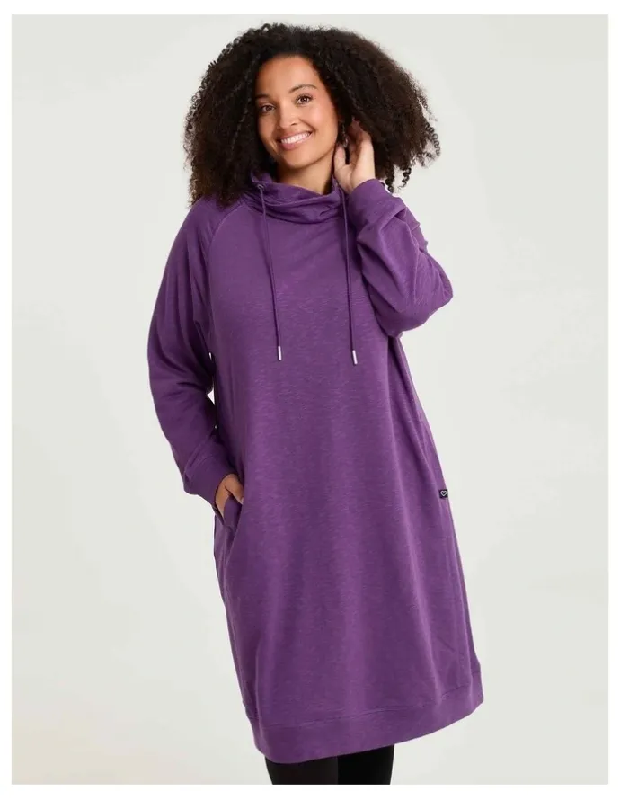 Taking Shape Zip Collar Sweat Dress Mulberry Purple