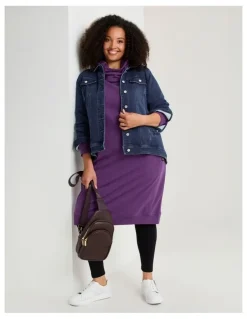 Taking Shape Zip Collar Sweat Dress Mulberry Purple