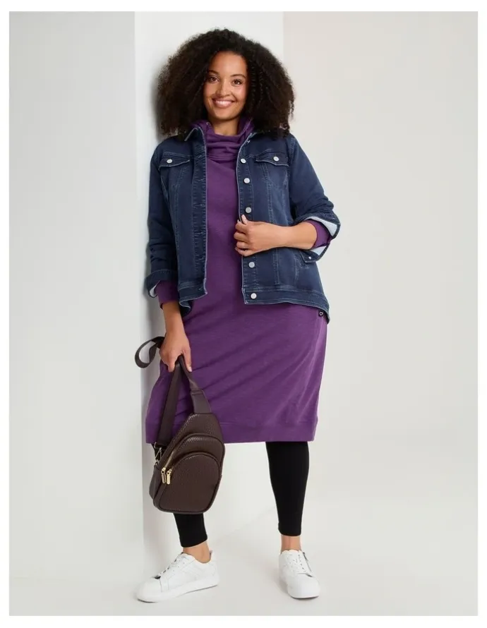 Taking Shape Zip Collar Sweat Dress Mulberry Purple
